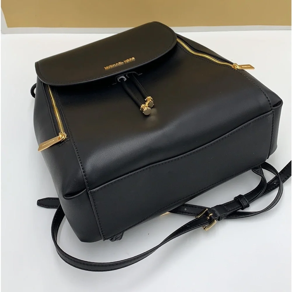 MICHAEL KORS PHOEBE MEDIUM FLAP DRAWSTRING BACKPACK BLACK COLOR - Picture 4 of 16